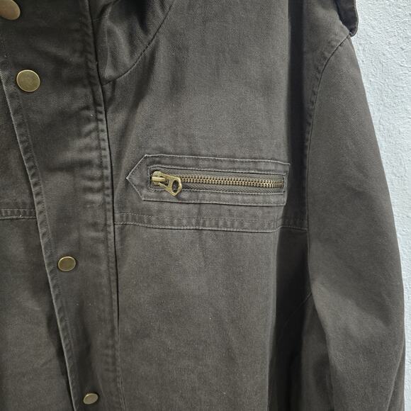 Whattry Men’s Utility Jacket XL Brown Hooded Military Field Coat Cargo Casual - Picture 3 of 16